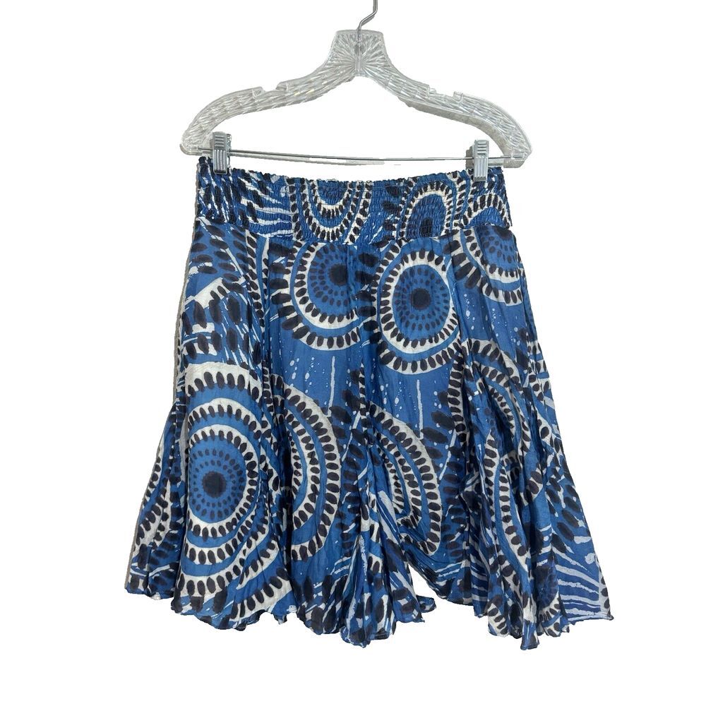 Ivy Jane Boutique Silk Cotton A-Line midi skirt in Blue Medium